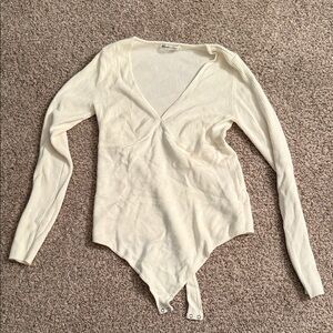 Abercrombie & Fitch Cream Ribbed Bodysuit